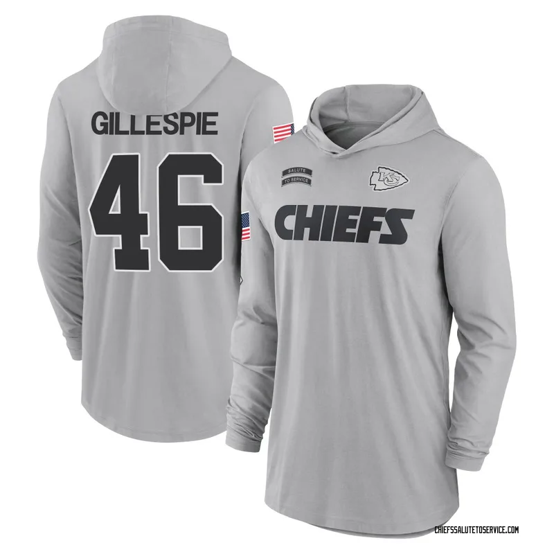 Youth Tyree Gillespie Kansas City Chiefs Gray 2024 Salute to Service Lightweight Performance Long Sleeve Hooded T-Shirt