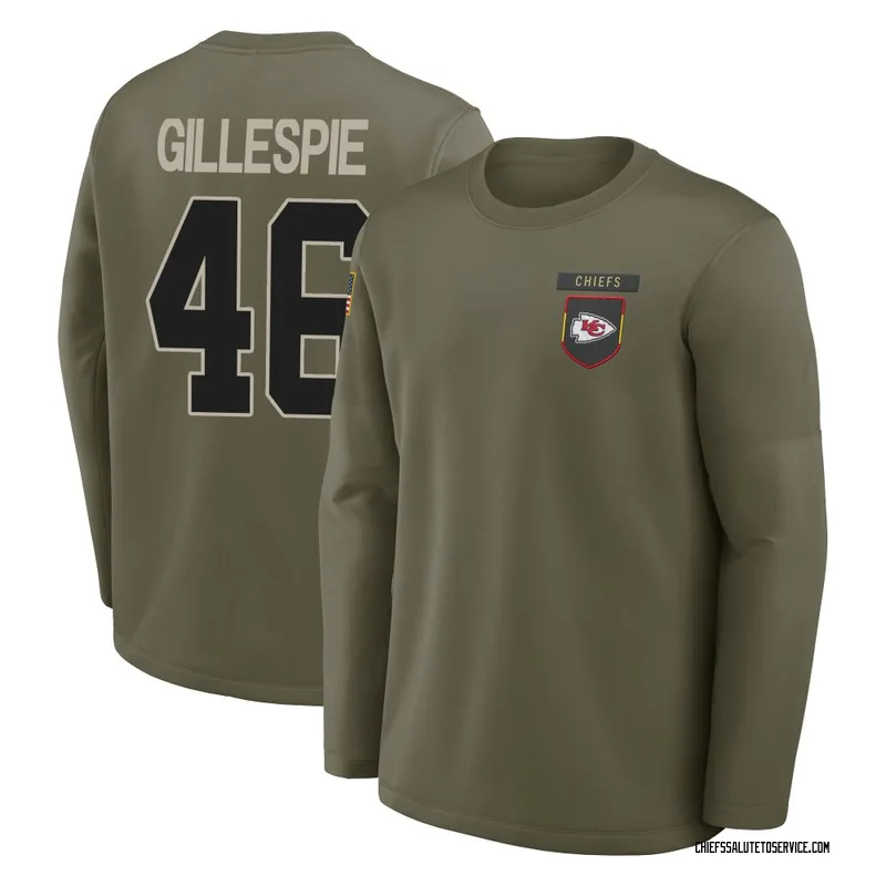 Youth Tyree Gillespie Kansas City Chiefs Olive 2025 Salute to Service Sideline Coaches Long Sleeve T-Shirt