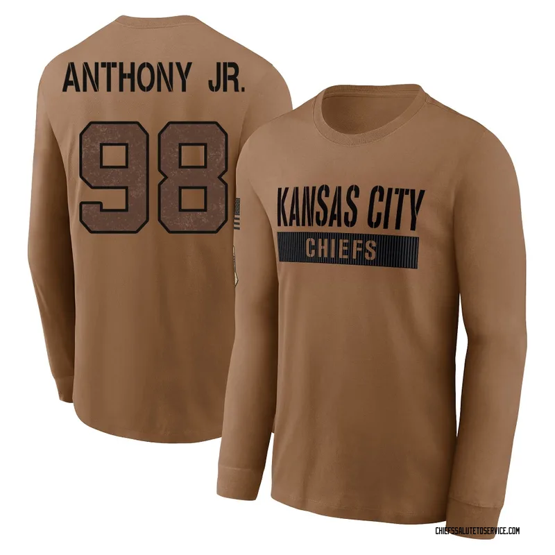Youth Vincent Anthony Jr. Kansas City Chiefs Brown 2023 Salute To Service Long Sleeve T-Shirt