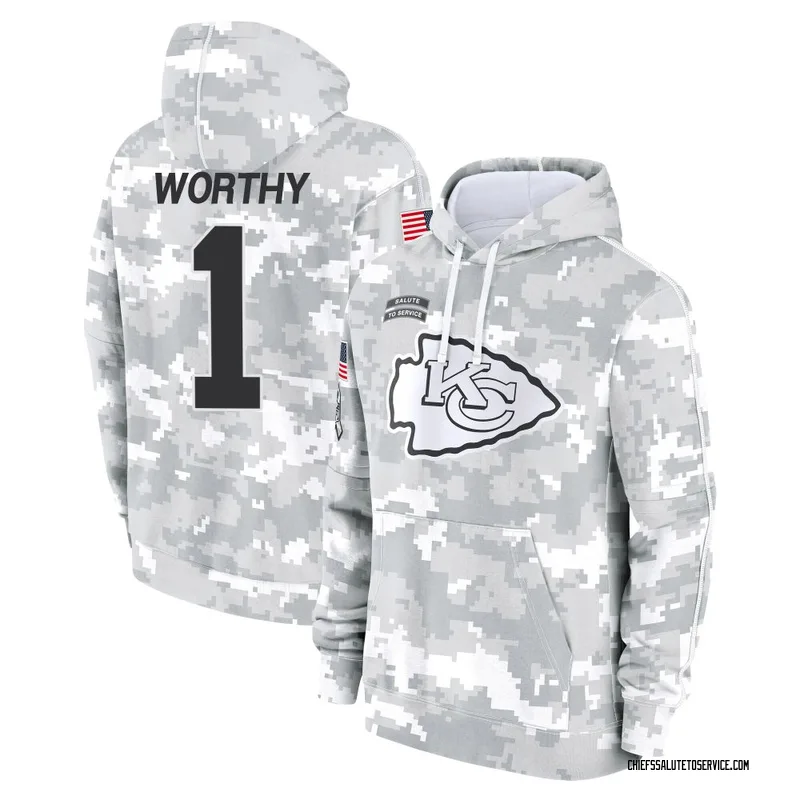 Youth Xavier Worthy Kansas City Chiefs Camo Arctic 2024 Salute to Service Club Fleece Pullover Hoodie