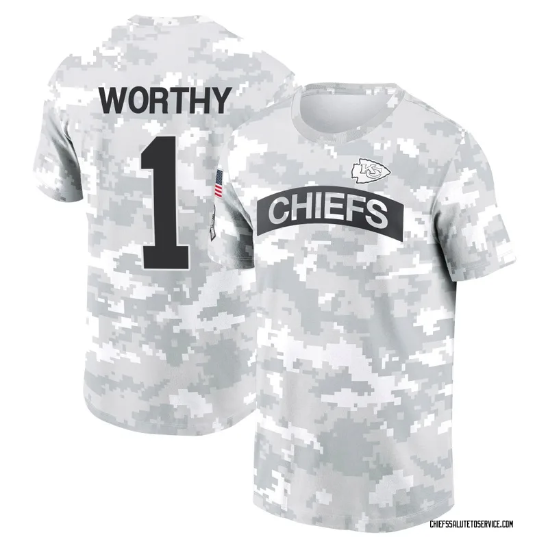 Youth Xavier Worthy Kansas City Chiefs Camo Arctic 2024 Salute to Service Performance T-Shirt
