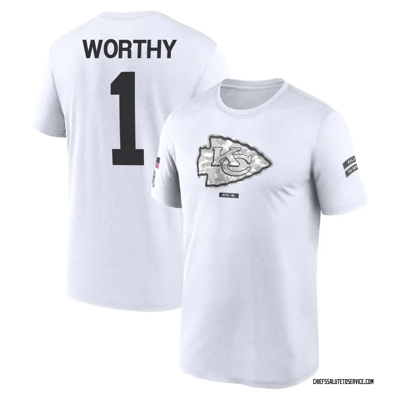 Youth Xavier Worthy Kansas City Chiefs Legend White 2024 Salute to Service Performance T-Shirt