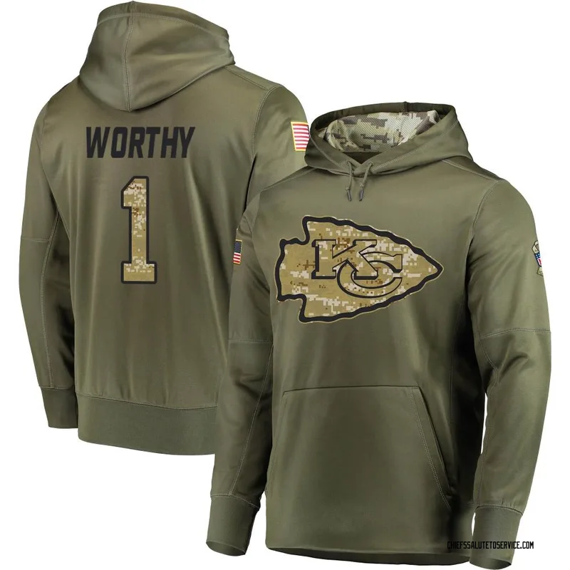 Youth Xavier Worthy Kansas City Chiefs Olive Salute to Service Pullover Hoodie