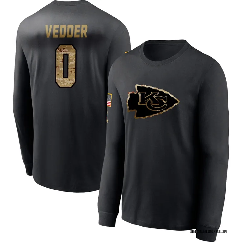 Youth Zelmar Vedder Kansas City Chiefs Black 2020 Salute To Service Sideline Performance Long Sleeve T-Shirt